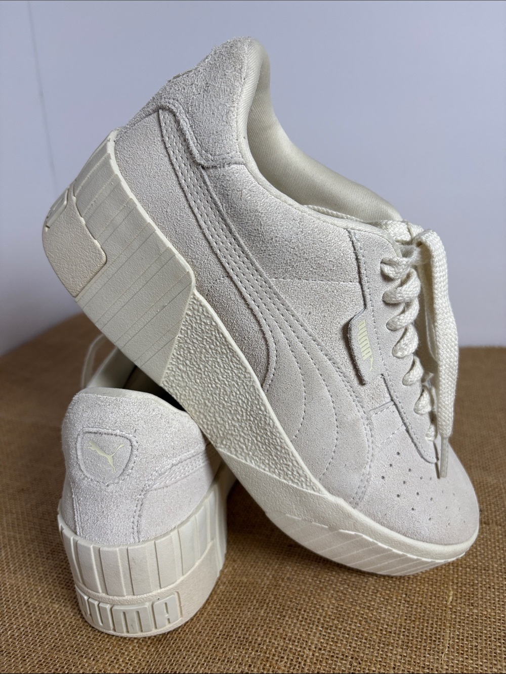 Puma Women's Platform Suede Sneakers in Marshmallow Size 8